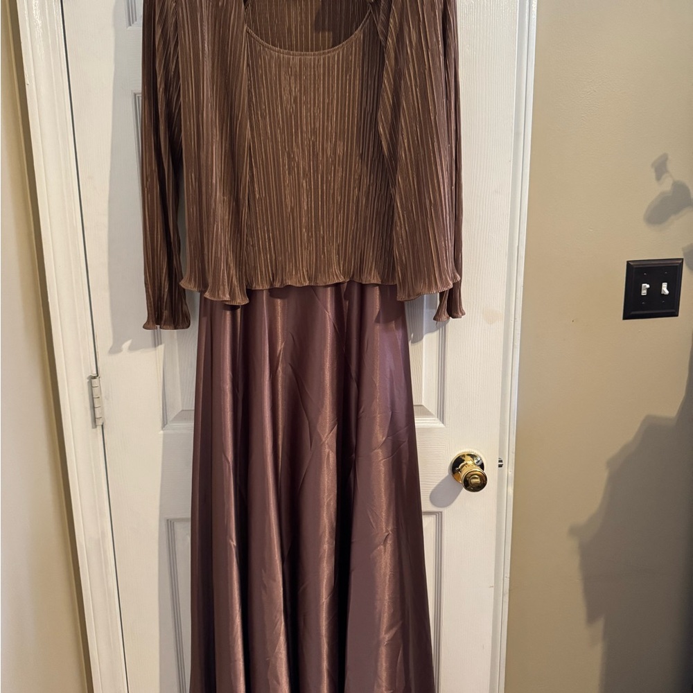 Cachet Brown Pleated Wedding Dress